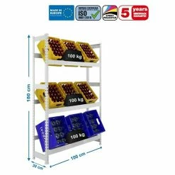 BAUHAUS Simonrack Simonbottle Metall-Getränkekistenregal Bottleclick L X B X H: 30 X 100 X 180 Cm, Traglast: 100 Kg/Boden, Anzahl Böden: 3, Weiß -Regale Verkaufsladen 12 138