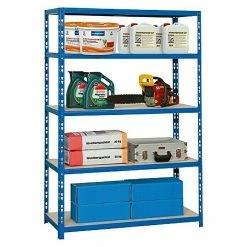 BAUHAUS Regalux Metall-Schwerlastregal XL L X B X H: 50 X 120 X 180 Cm, Traglast: 290 Kg/Boden, Anzahl Böden: 5 Stk., Stecken, Blau -Regale Verkaufsladen 12 14