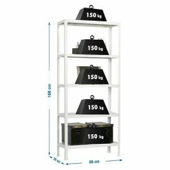 BAUHAUS Simonrack Homeclick Metallregal Mini L X B X H: 30 X 80 X 180 Cm, Traglast: 150 Kg/Boden, Anzahl Böden: 5 Stk., Weiß -Regale Verkaufsladen 12 19