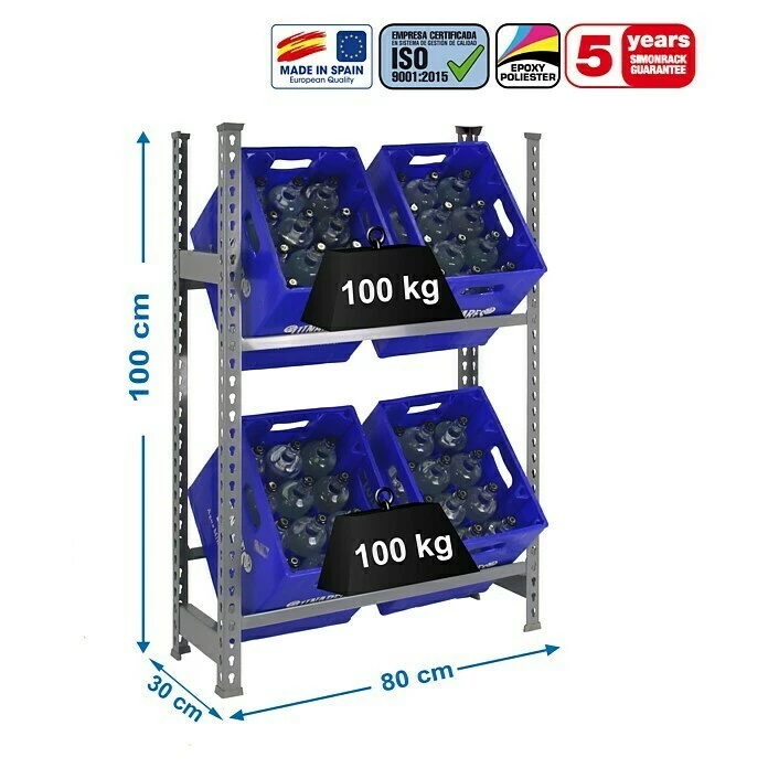 BAUHAUS Simonrack Simonbottle Metall-Getränkekistenregal Bottleclick L X B X H: 30 X 80 X 100 Cm, Traglast: 100 Kg/Boden, Anzahl Böden: 2, Grau 3 BAUHAUS Simonrack Simonbottle Metall-Getränkekistenregal Bottleclick L X B X H: 30 X 80 X 100 Cm, Traglast: 100 Kg/Boden, Anzahl Böden: 2, Grau – Bild 3