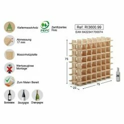 BAUHAUS Astigarraga Weinregal L X B X H: 75 X 22 X 75 Cm, Anzahl Flaschen: 36 Stk. -Regale Verkaufsladen 12 236