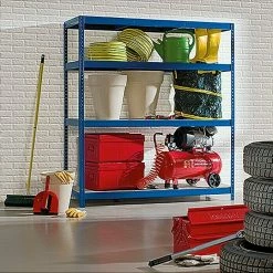 BAUHAUS Regalux Metall-Schwerlastregal XXL L X B X H: 60 X 160 X 185 Cm, Traglast: 350 Kg/Boden, Anzahl Böden: 4 Stk., Stecken, Blau -Regale Verkaufsladen 12 26