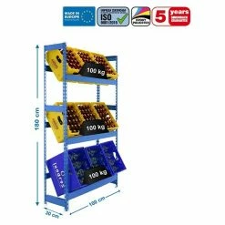 BAUHAUS Simonrack Simonbottle Metall-Getränkekistenregal Bottleclick L X B X H: 30 X 100 X 180 Cm, Traglast: 100 Kg/Boden, Anzahl Böden: 3, Blau -Regale Verkaufsladen 12 266