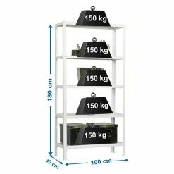 BAUHAUS Simonrack Homeclick Metallregal Plus L X B X H: 30 X 100 X 180 Cm, Traglast: 150 Kg/Boden, Anzahl Böden: 5 Stk., Stecken, Weiß 6 BAUHAUS Simonrack Homeclick Metallregal Plus L X B X H: 30 X 100 X 180 Cm, Traglast: 150 Kg/Boden, Anzahl Böden: 5 Stk., Stecken, Weiß -Regale Verkaufsladen 12 359