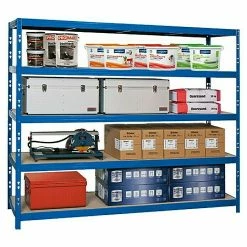 BAUHAUS Regalux Metall-Schwerlastregal Mega L X B X H: 70 X 240 X 200 Cm, Traglast: 450 Kg/Boden, Anzahl Böden: 5 Stk., Stecken, Blau -Regale Verkaufsladen 12 41