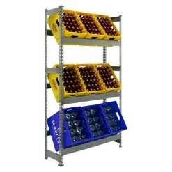 BAUHAUS Simonrack Simonbottle Metall-Getränkekistenregal Bottleclick L X B X H: 30 X 100 X 180 Cm, Traglast: 100 Kg/Boden, Anzahl Böden: 3, Grau