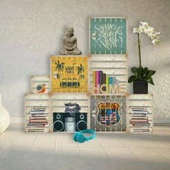 BAUHAUS HolzZollhaus Holzkiste A 1/2 35 X 35 X 32 Cm, Home Sweet Home, Gehobelt -Regale Verkaufsladen 12 444