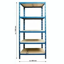 BAUHAUS Regalux Metall-Schwerlastregal M L X B X H: 50 X 60 X 180 Cm, Traglast: 290 Kg/Boden, Anzahl Böden: 5 Stk., Stecken, Blau -Regale Verkaufsladen 12 57
