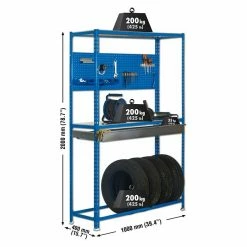 BAUHAUS Simonrack Simonracing Metall-Reifenregal Box Plus L X B X H: 40 X 100 X 200 Cm, Traglast: 200 Kg/Boden, Anzahl Böden: 3 Stk., Blau -Regale Verkaufsladen 12 957