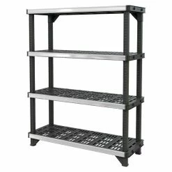 BAUHAUS Kunststoffregal Fused L X B X H: 45,7 X 121,9 X 155,1 Cm, Traglast: 180 Kg/Boden, Anzahl Böden: 4 Stk., Stecken, Schwarz